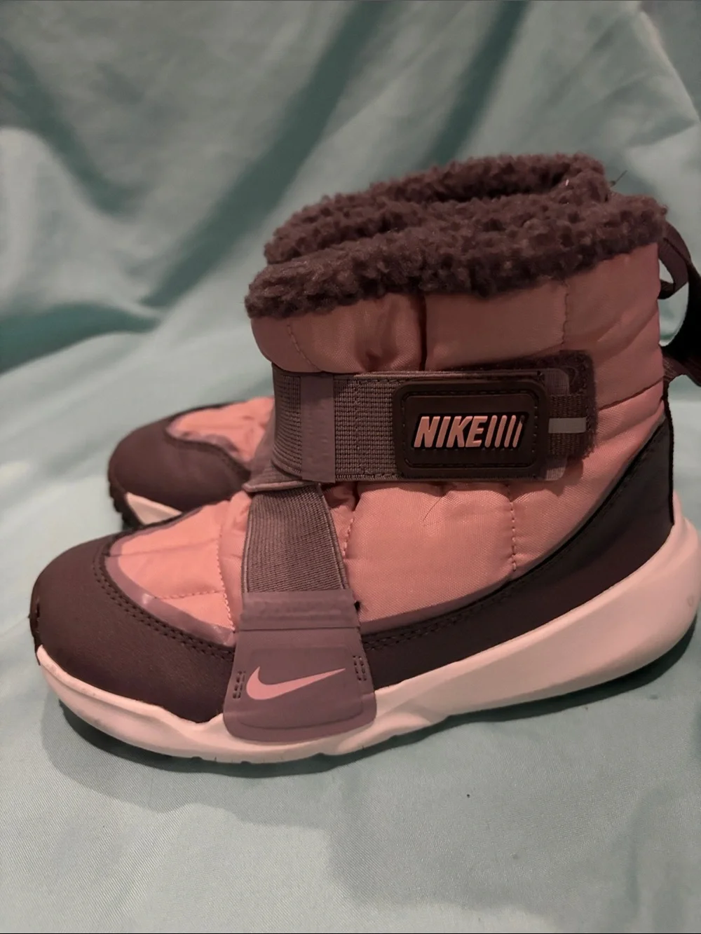 Nike Pink and Gray Kids Winter Booties
